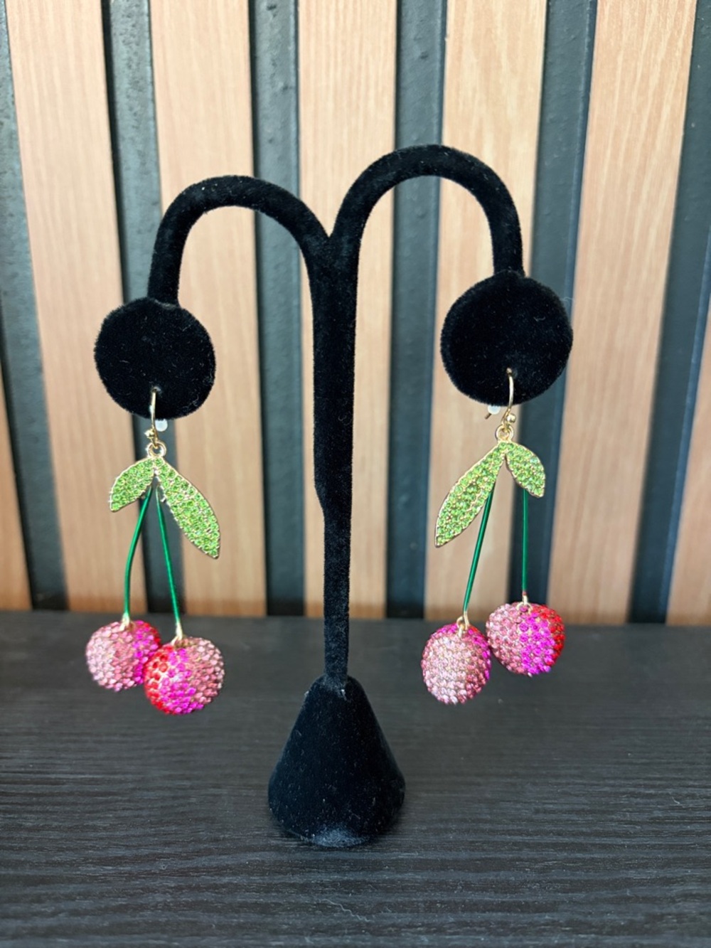 Crystal Cherry Drop Earrings